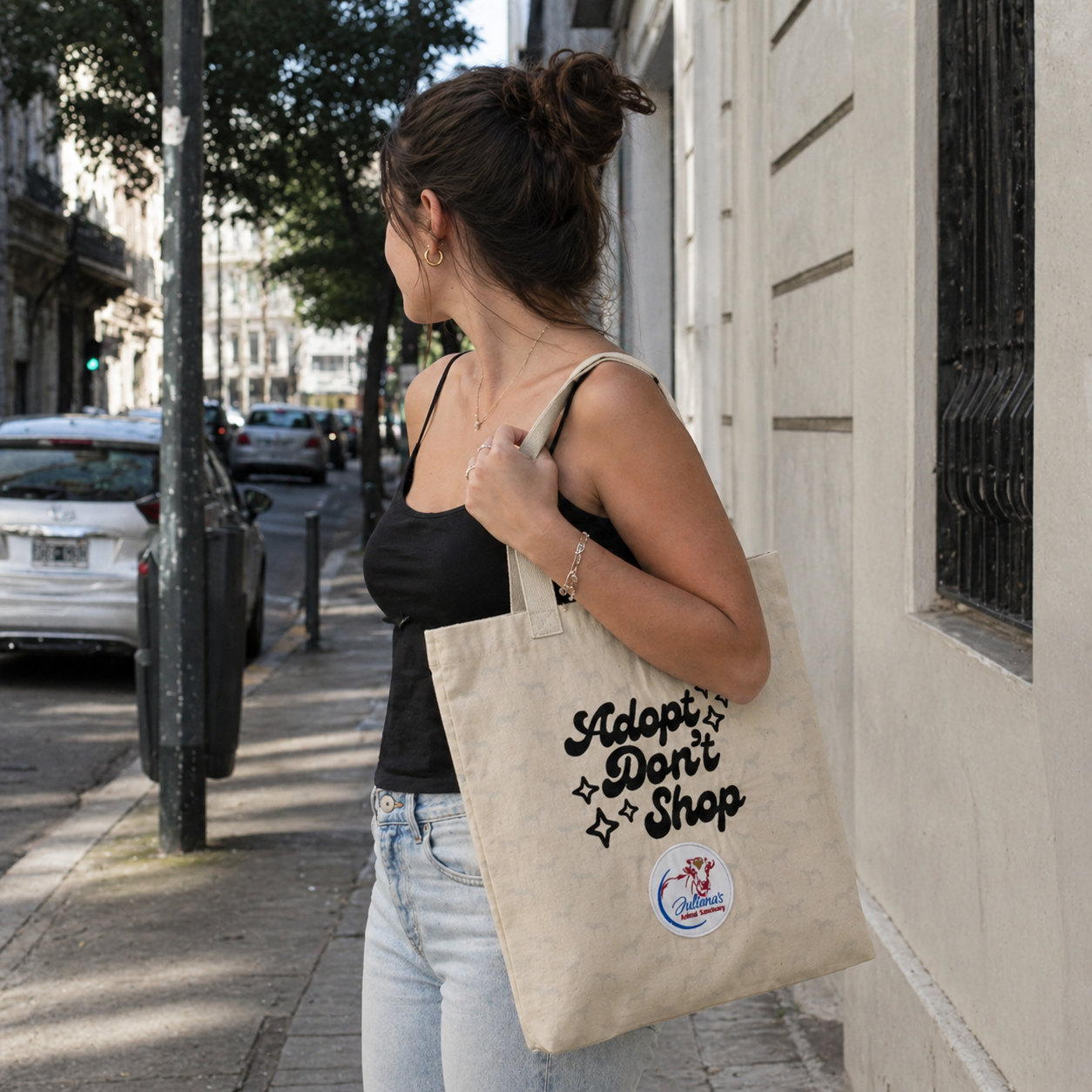 Tote Bag Adopt Dont Shop Crema