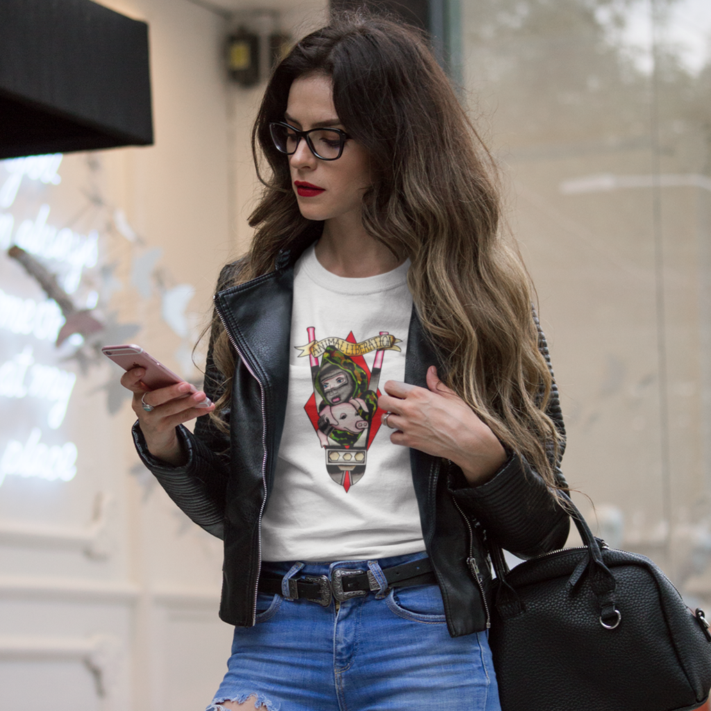 Camiseta Blanca Estamapada "Animal liberation"