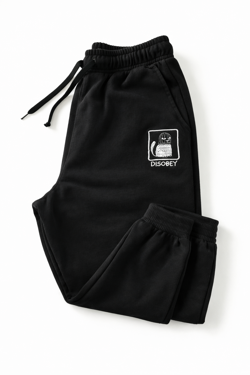 Jogger Bordado "Disobey" Negro