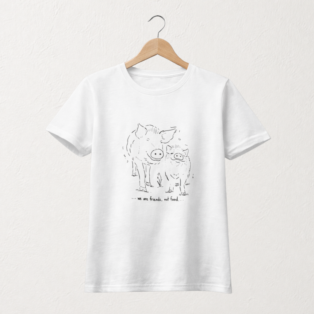 Camiseta Blanca Estampada We Are Friends Not Food