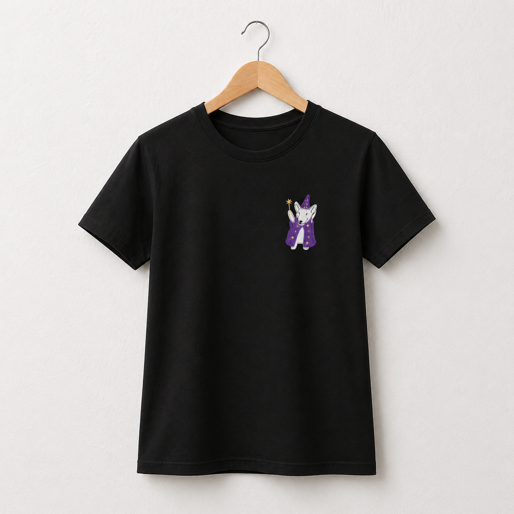 Camiseta Bordada Magic Dog Negra