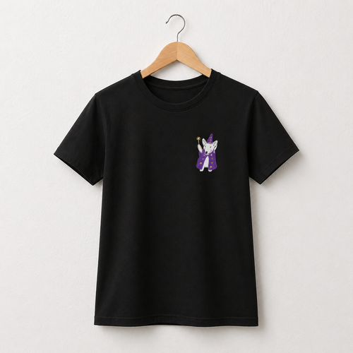 Camiseta Bordada Magic Dog Negra