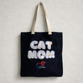 Tote Bag Bordada con Aplique "Cat Mom"