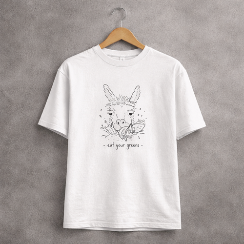 Camiseta Blanca Estampada "Eat Your Greens"