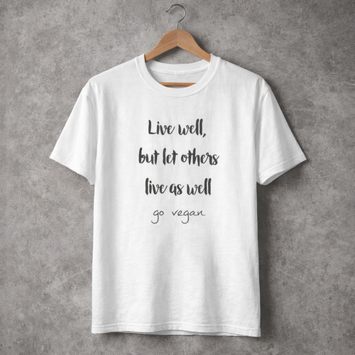 Camiseta Blanca Estampada "Live well, but let other live as well"
