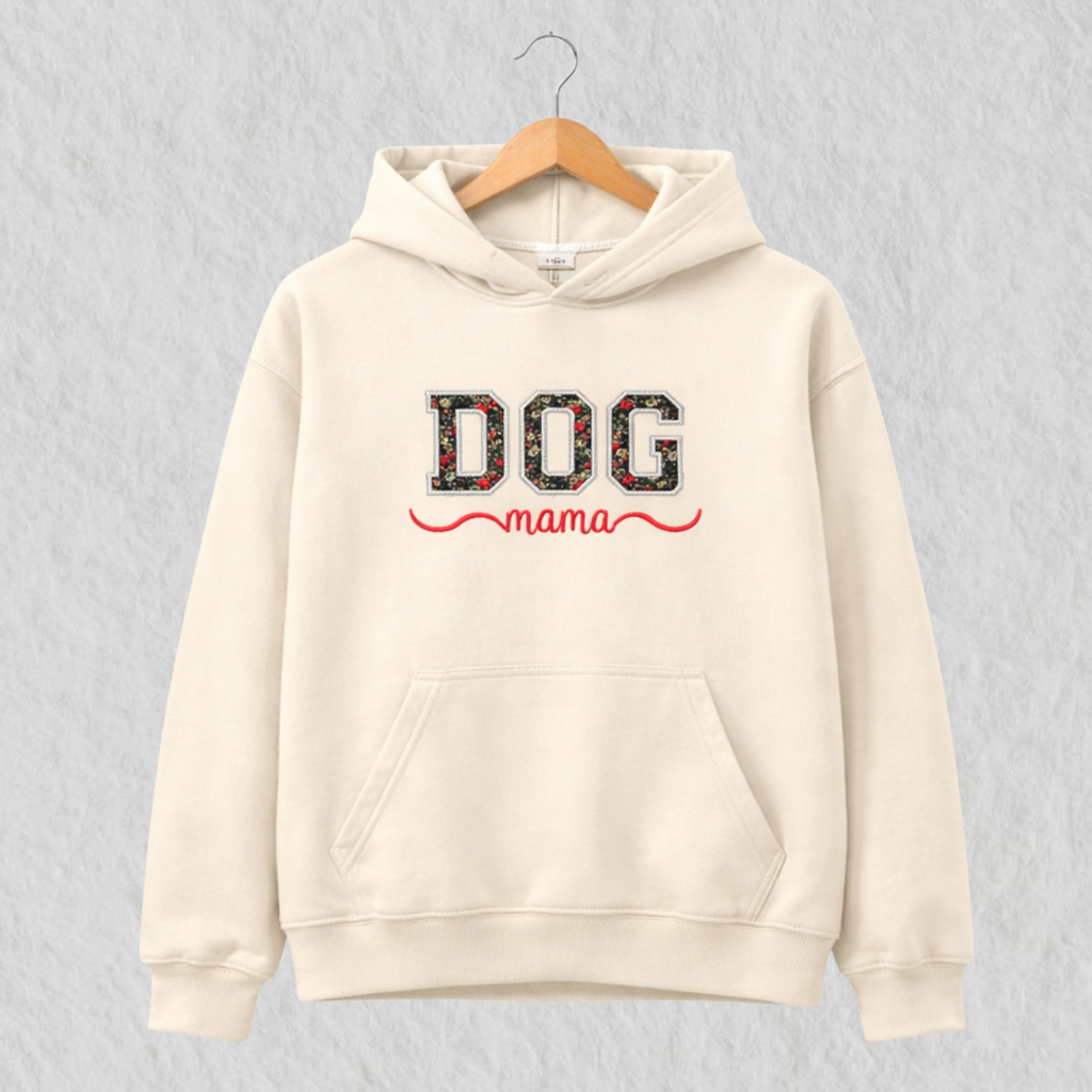 Hoodie Bordado Dog Mama Blanco