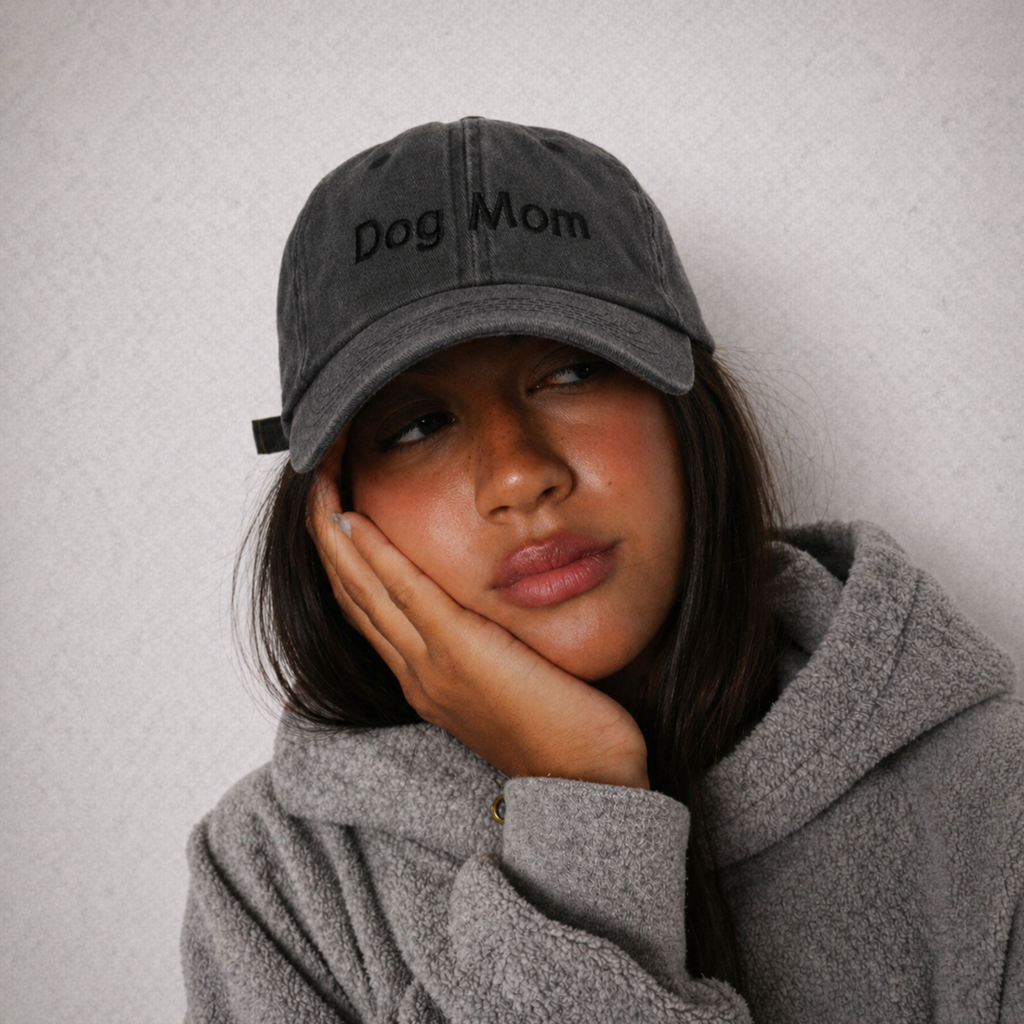Gorra Bordada Dog Mom Negra