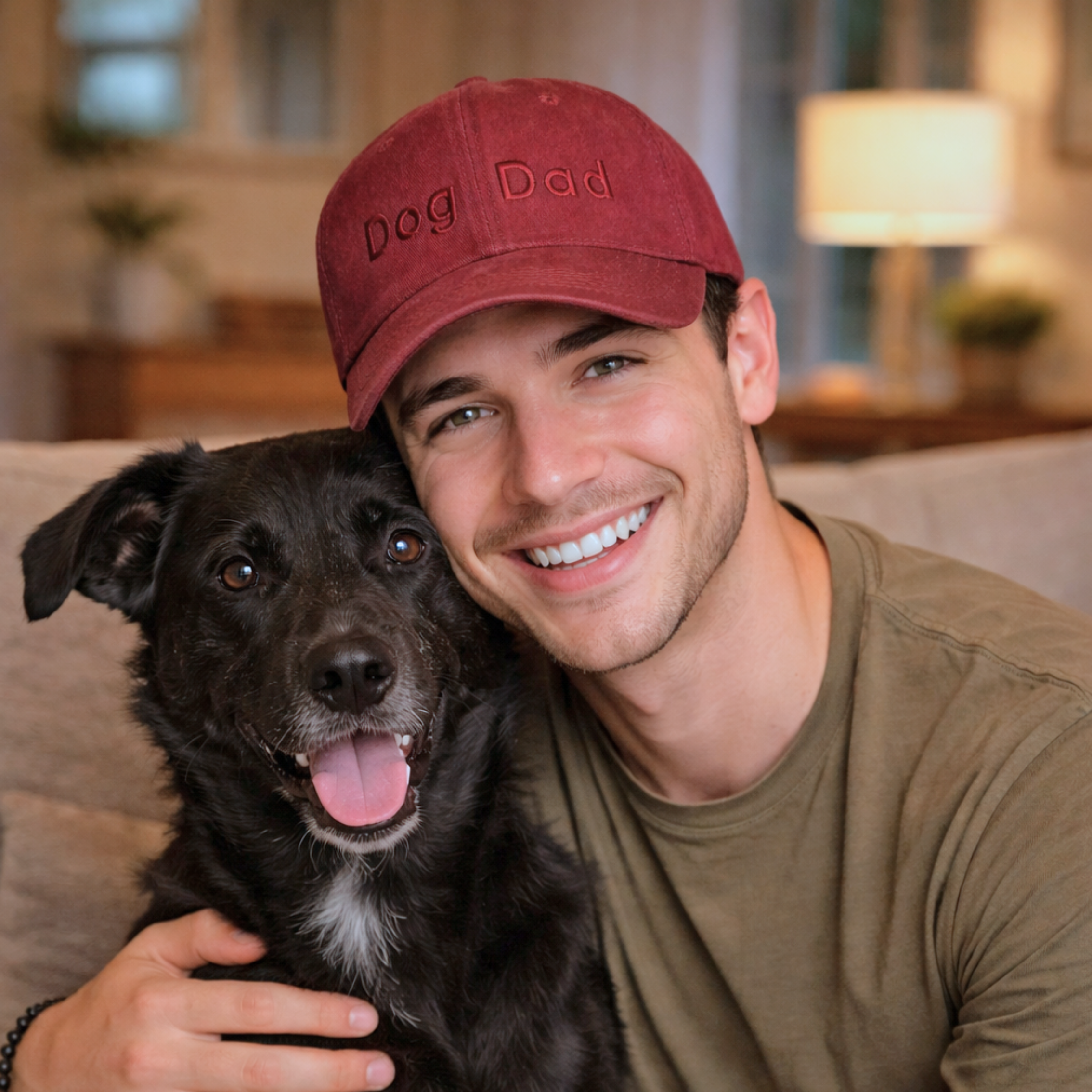 Gorra Bordada "Dog Dad" Rojo