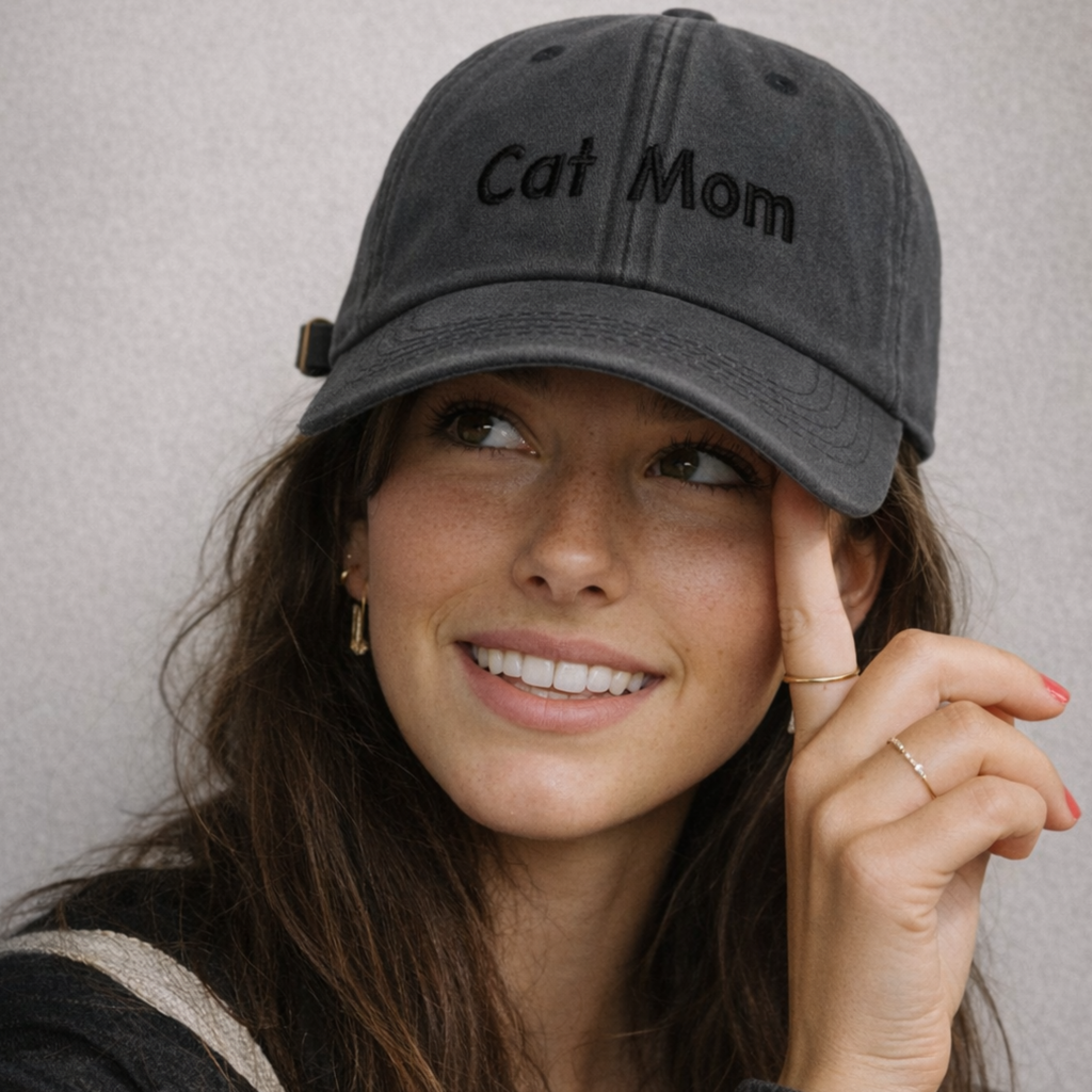Gorra Bordada Cat Mom Negra
