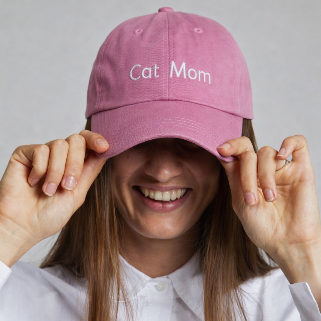 Gorra Bordada Cat Mom Rosa