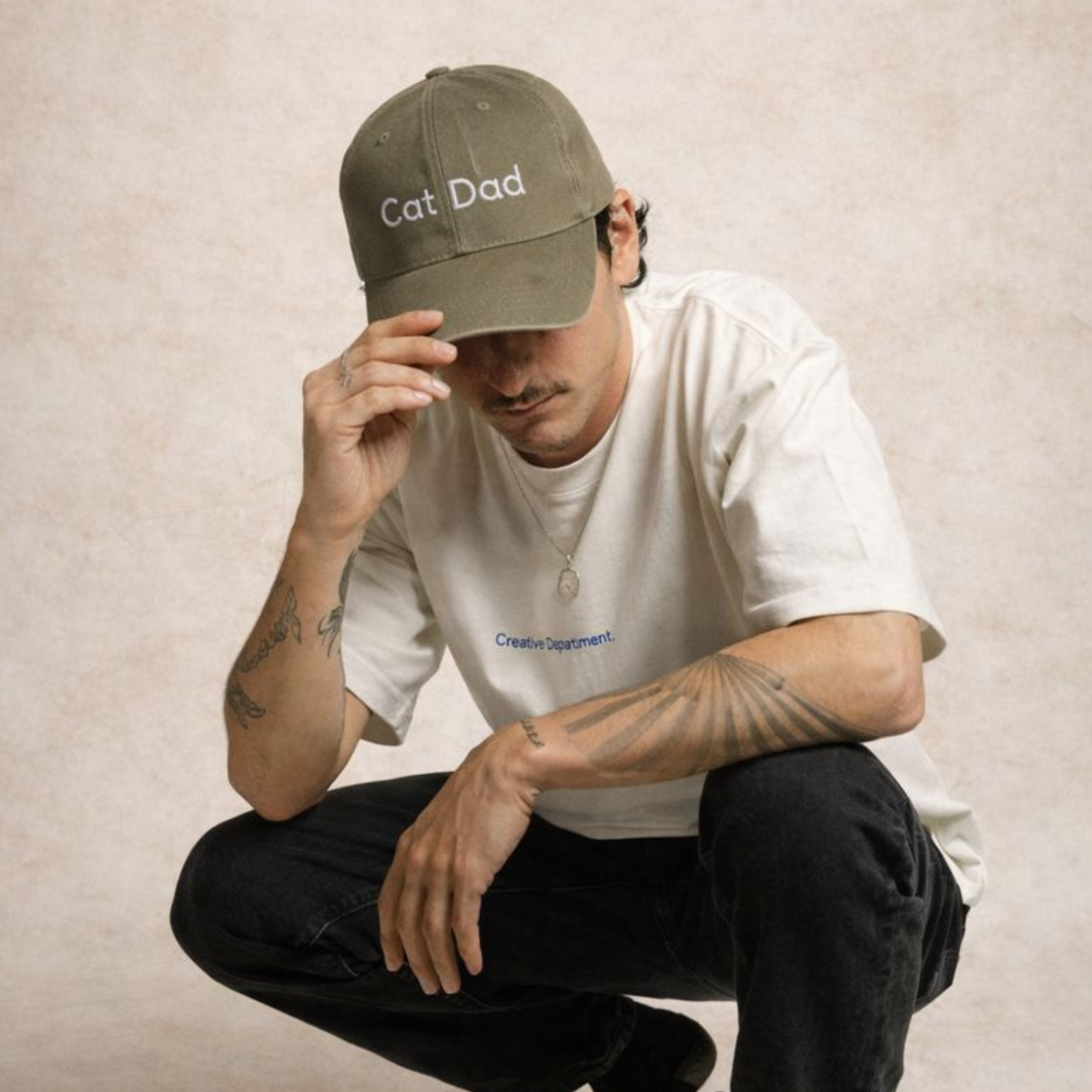 Gorra Bordada "Cat Dad" Verde