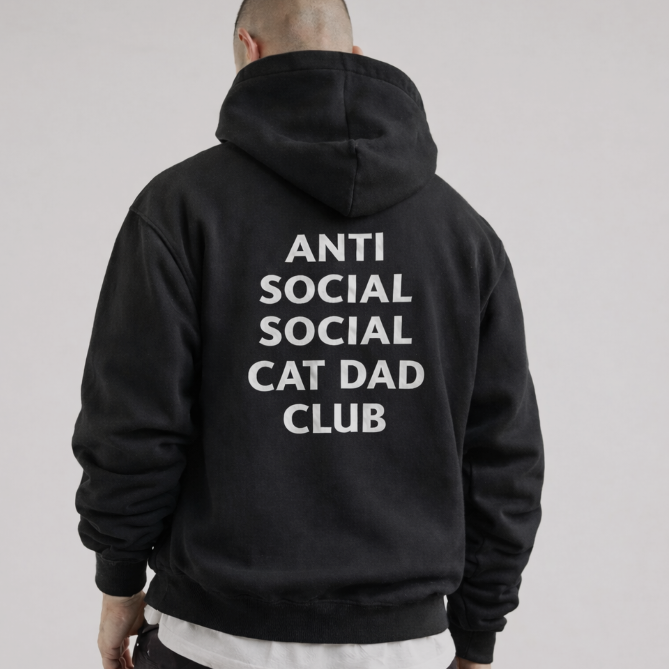 Hoodie Estampado Anti Social Social Cat Dad Club"