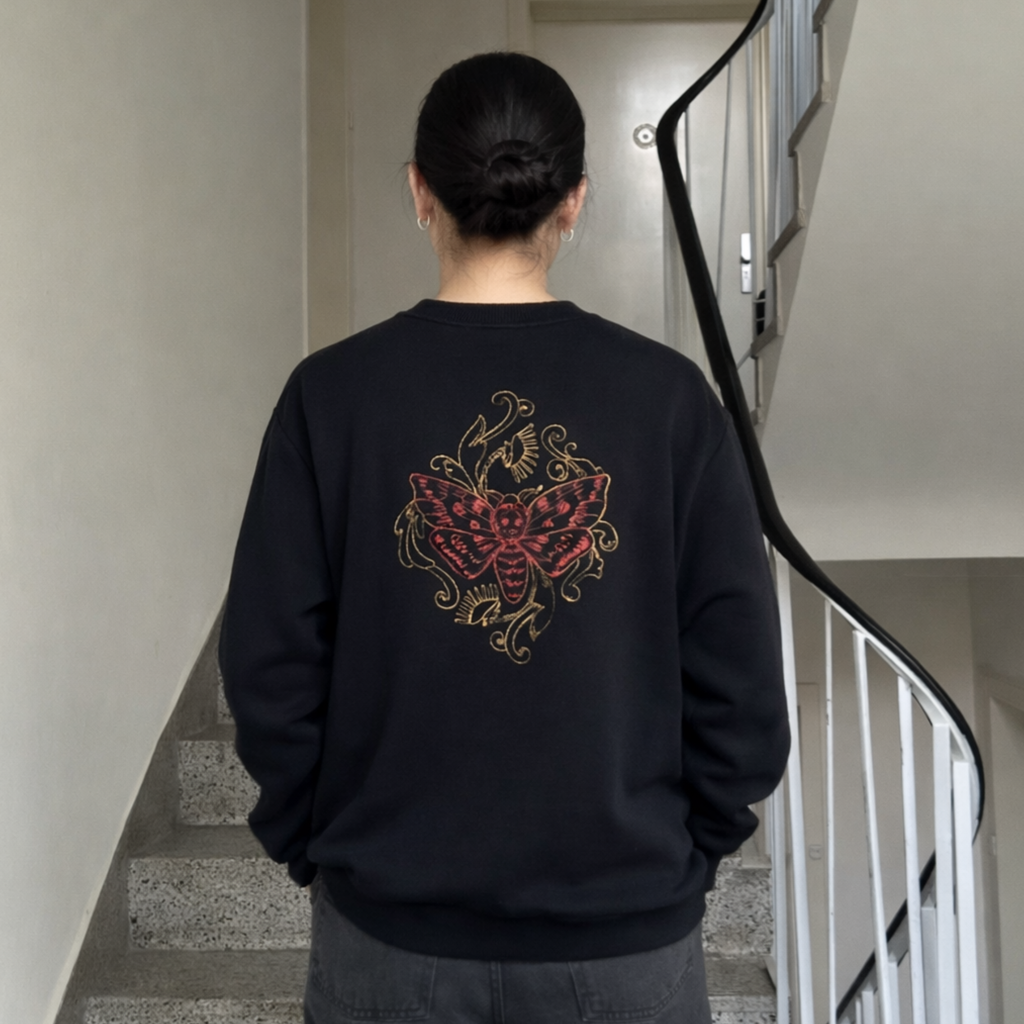 Hoodie Gótico Bordado Cicada