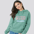 Hoodie Estampado "Dile a tu gato que le mando saludos" Verde