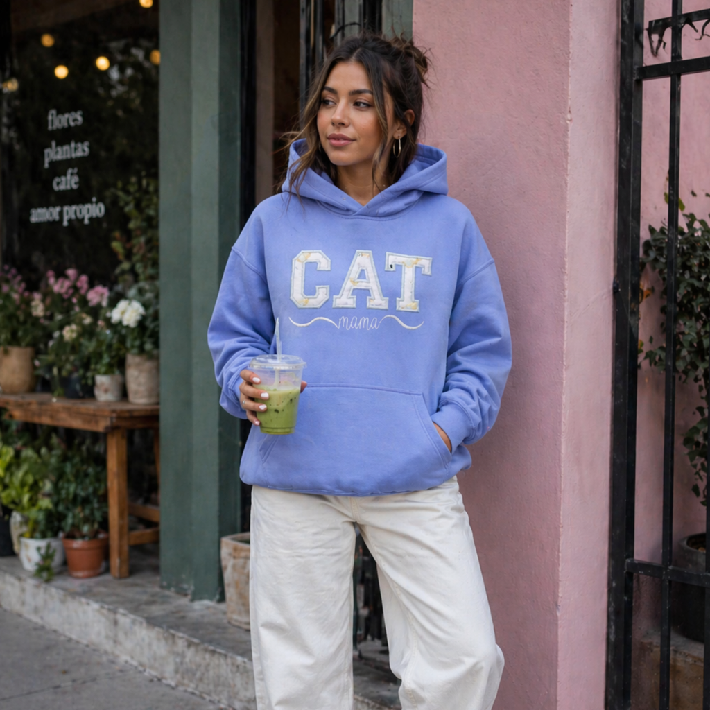 Hoodie Bordado Dog Mama Turquesa