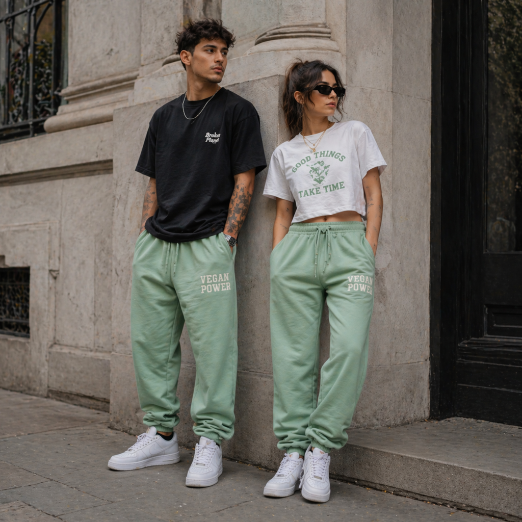 Jogger Bordado "Vegan Power" Verde