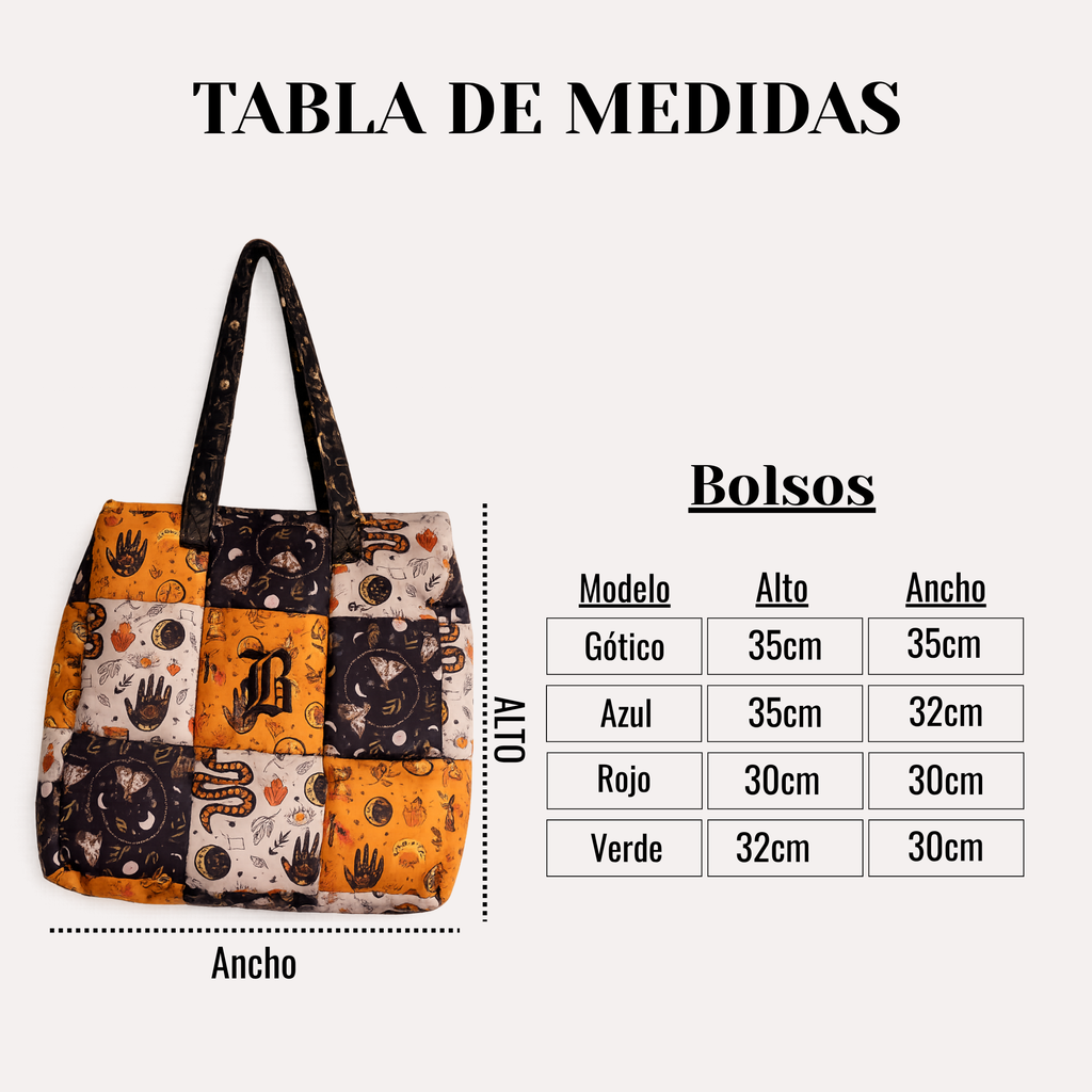 Bolso Puffy Bag Gótico Bordado Naranja Negro