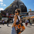Bolso Puffy Bag Gótico Bordado Naranja Negro