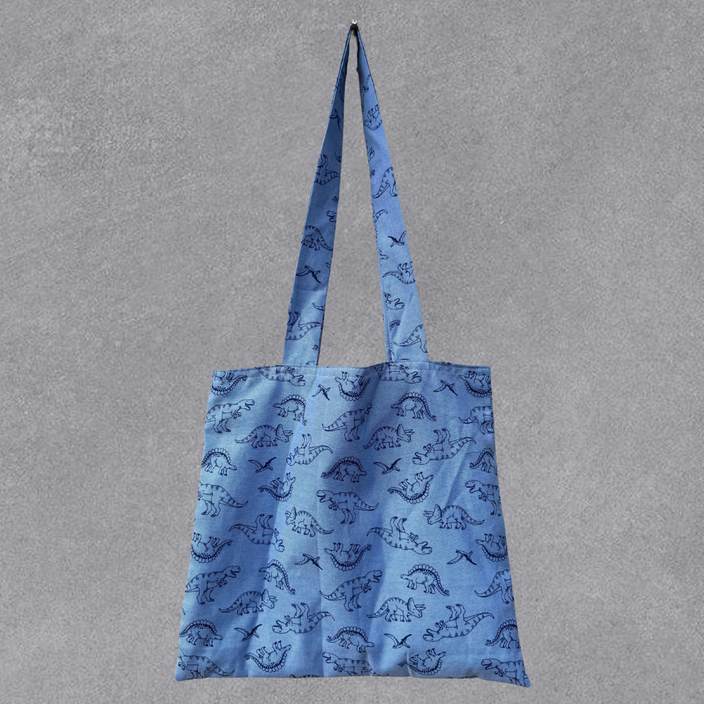 Tote Bag Estampada Dinosaurios Azul