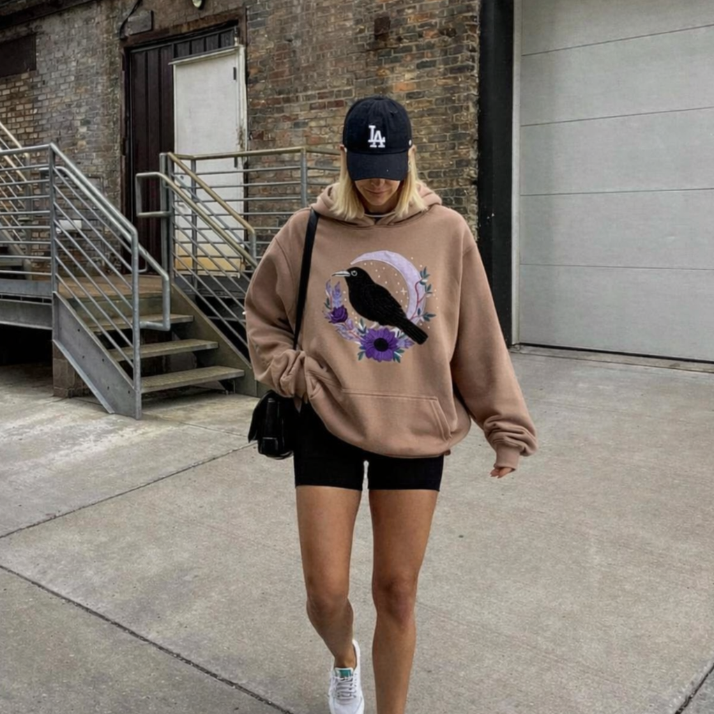 Hoodie Bordado Cuervo Gotico