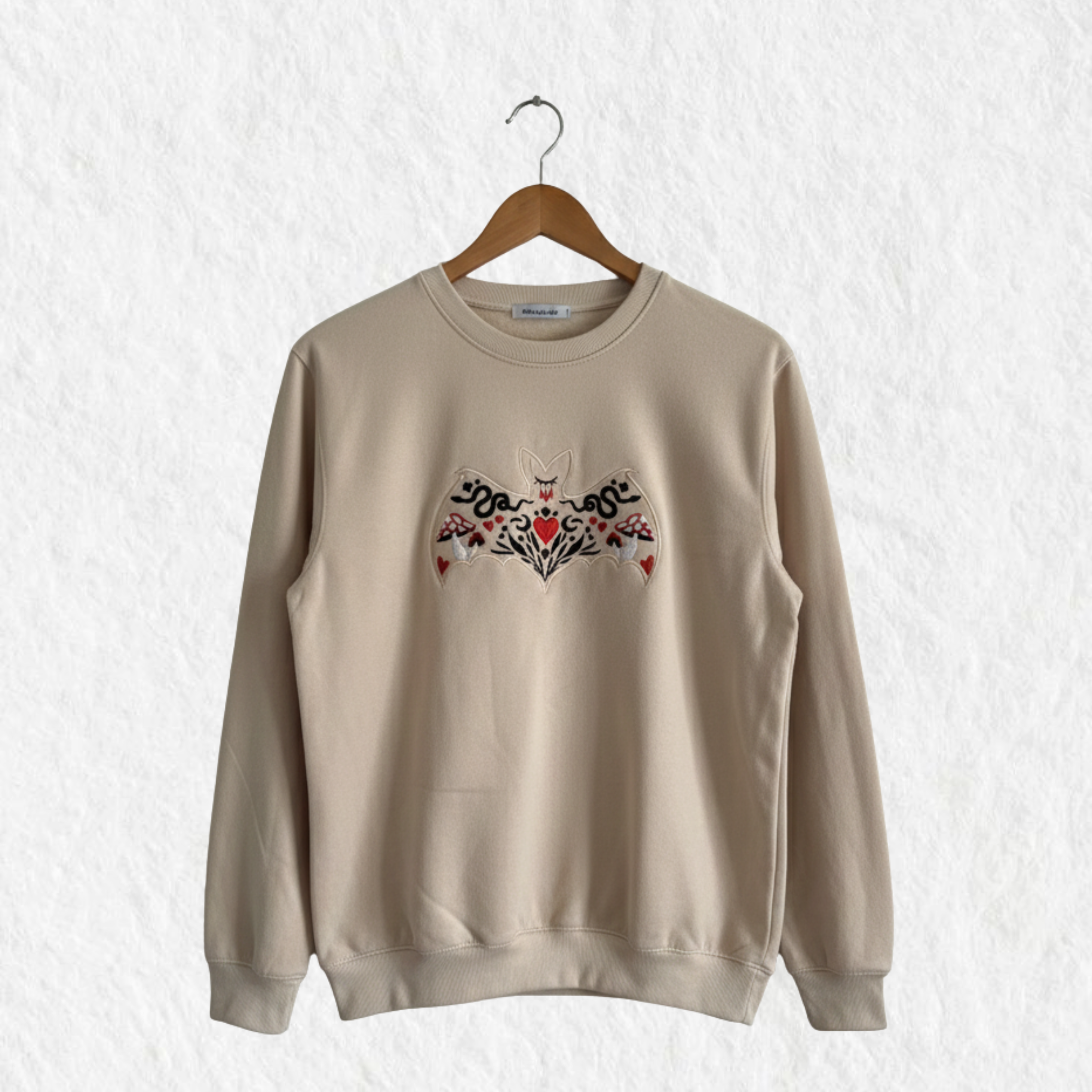 Hoodie Gótico Bordado Murcielago