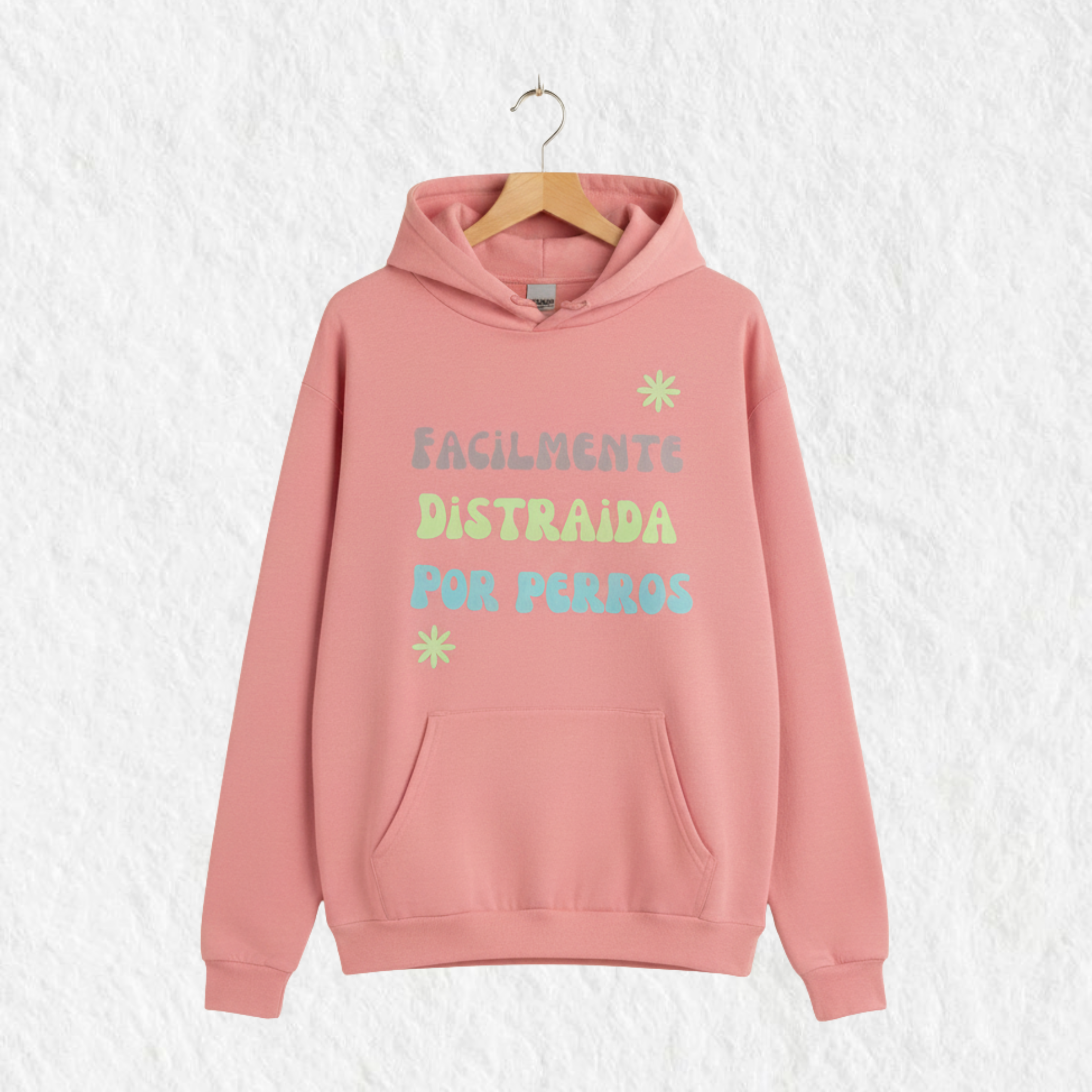 Hoodie Estampado "Facilmente distraida por perros" Rosa