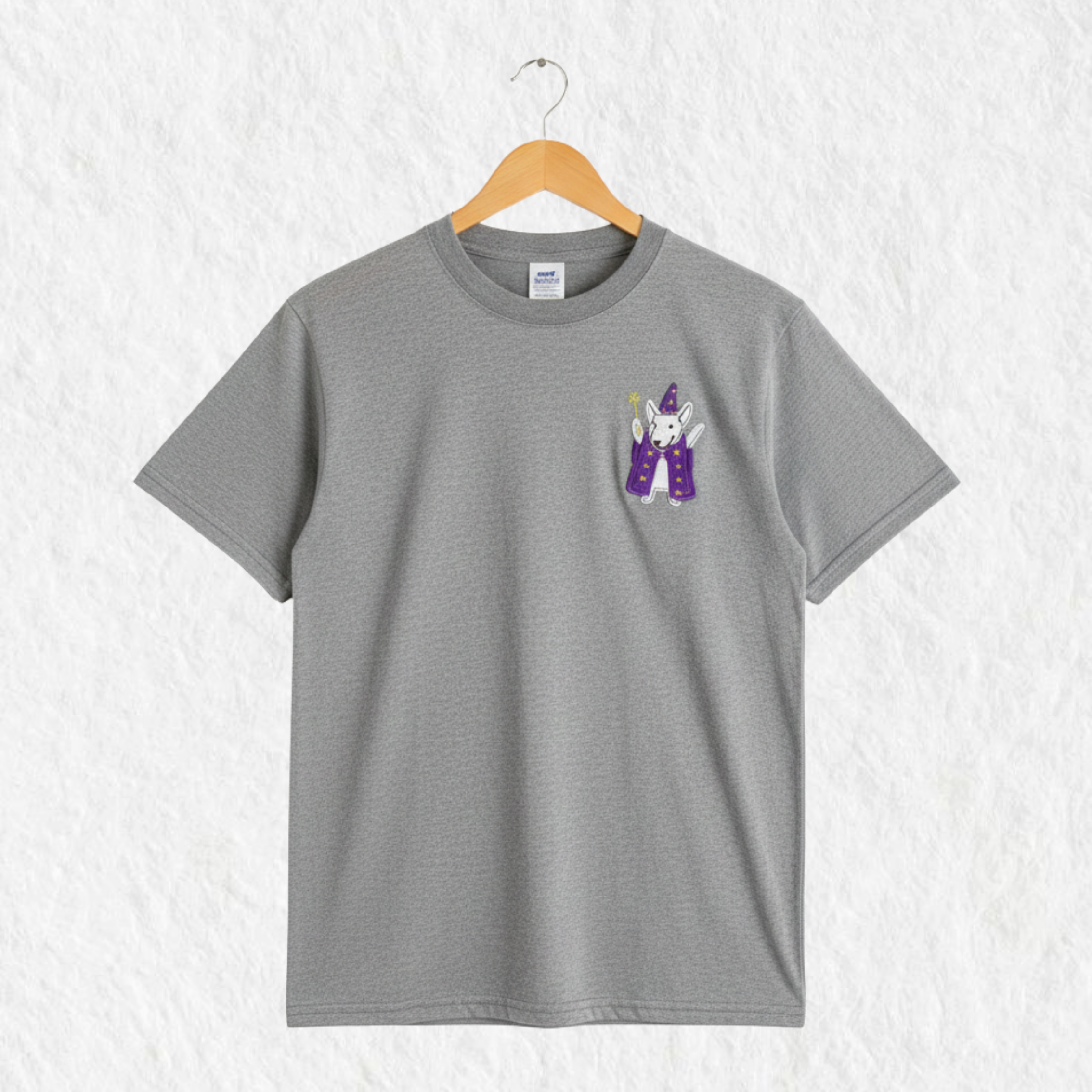 Camiseta Bordada "Magic cat" Gris