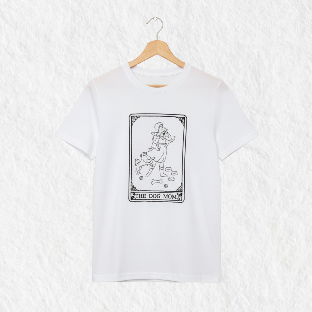 Camiseta Bordada The Dog Mom Blanca