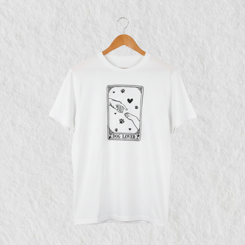 Camiseta Blanca Bordada "Dog Lover"