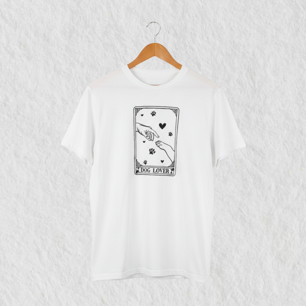 Camiseta Bordada Oversize "Dog Lover" Blanca