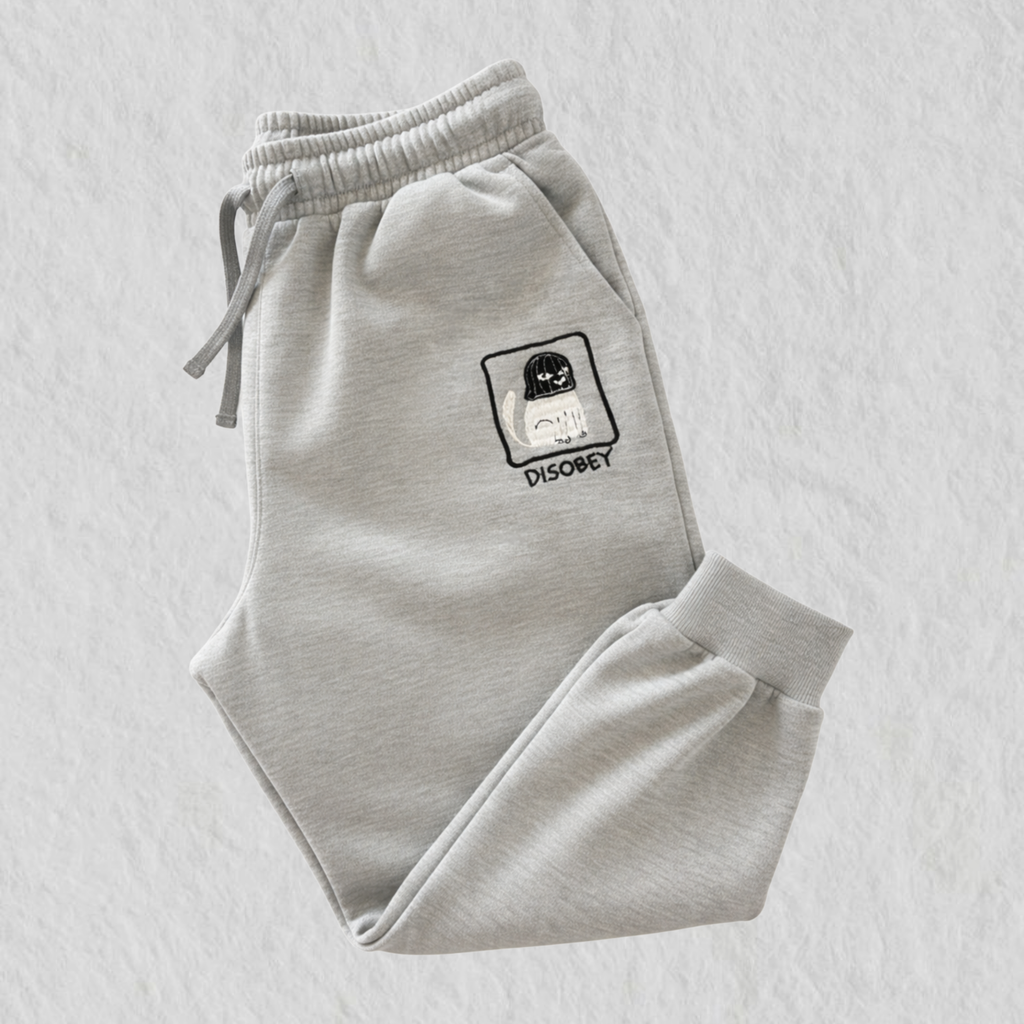 Jogger Bordado "Disobey" Gris
