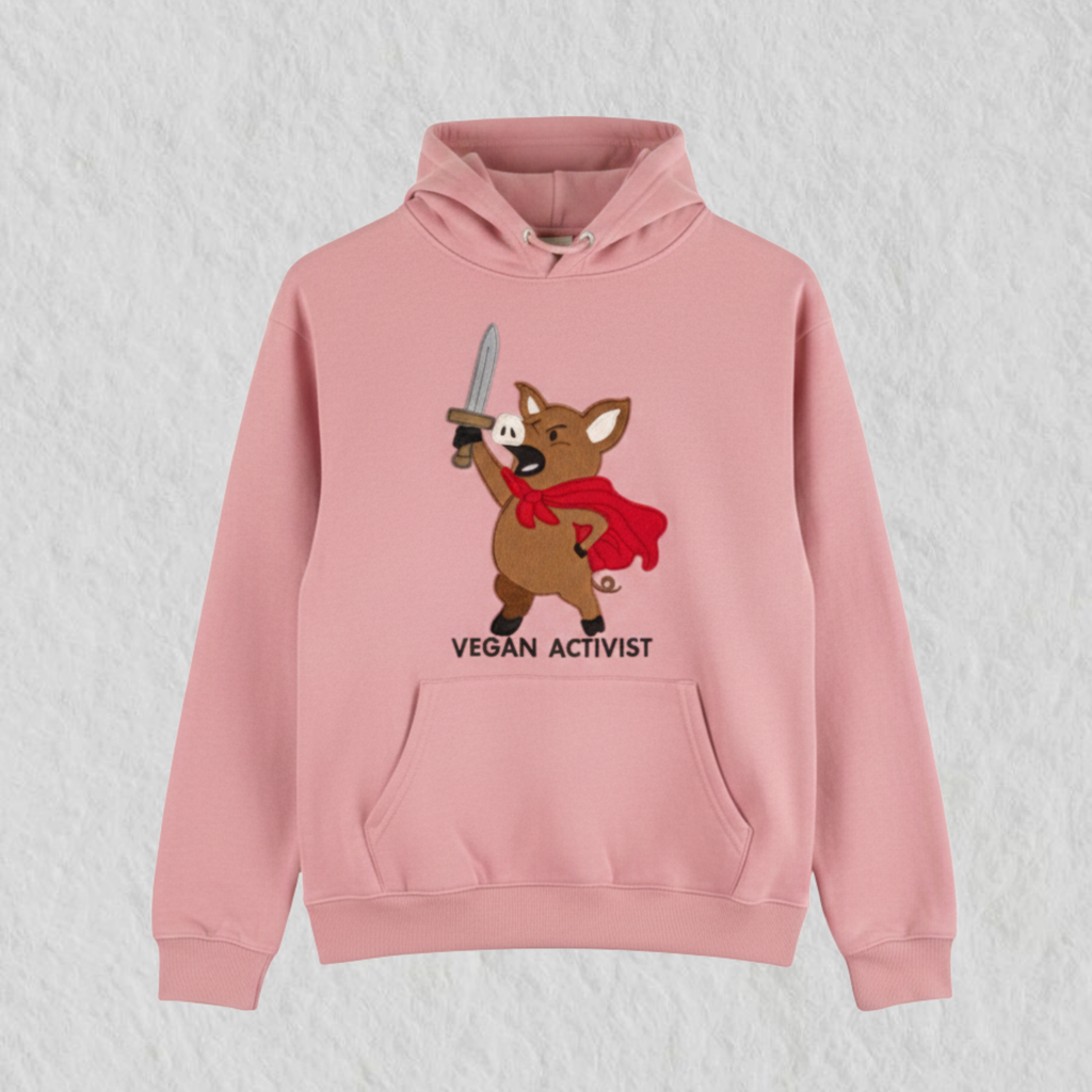 Hoodie Bordado "Vegan Activist" Rosa