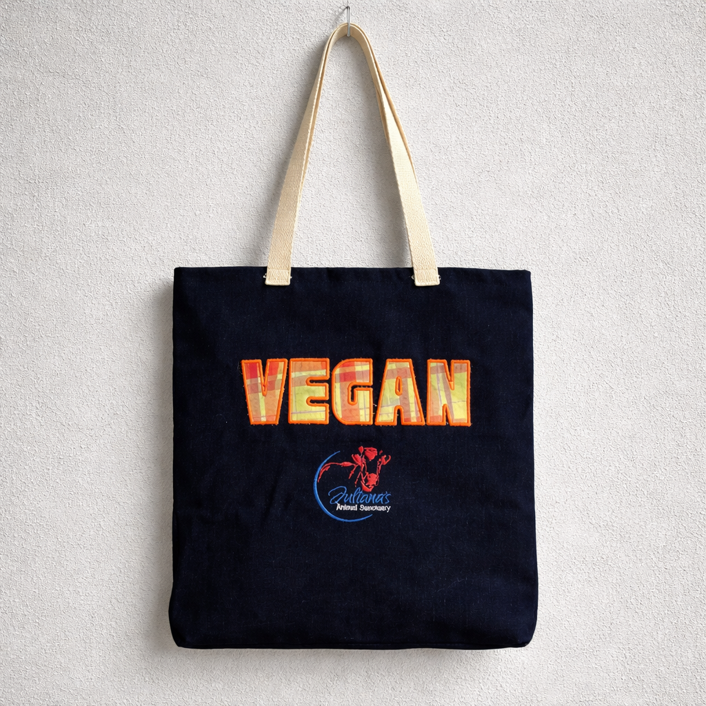 Tote Bag Bordada con Aplique "Vegan" - Naranja