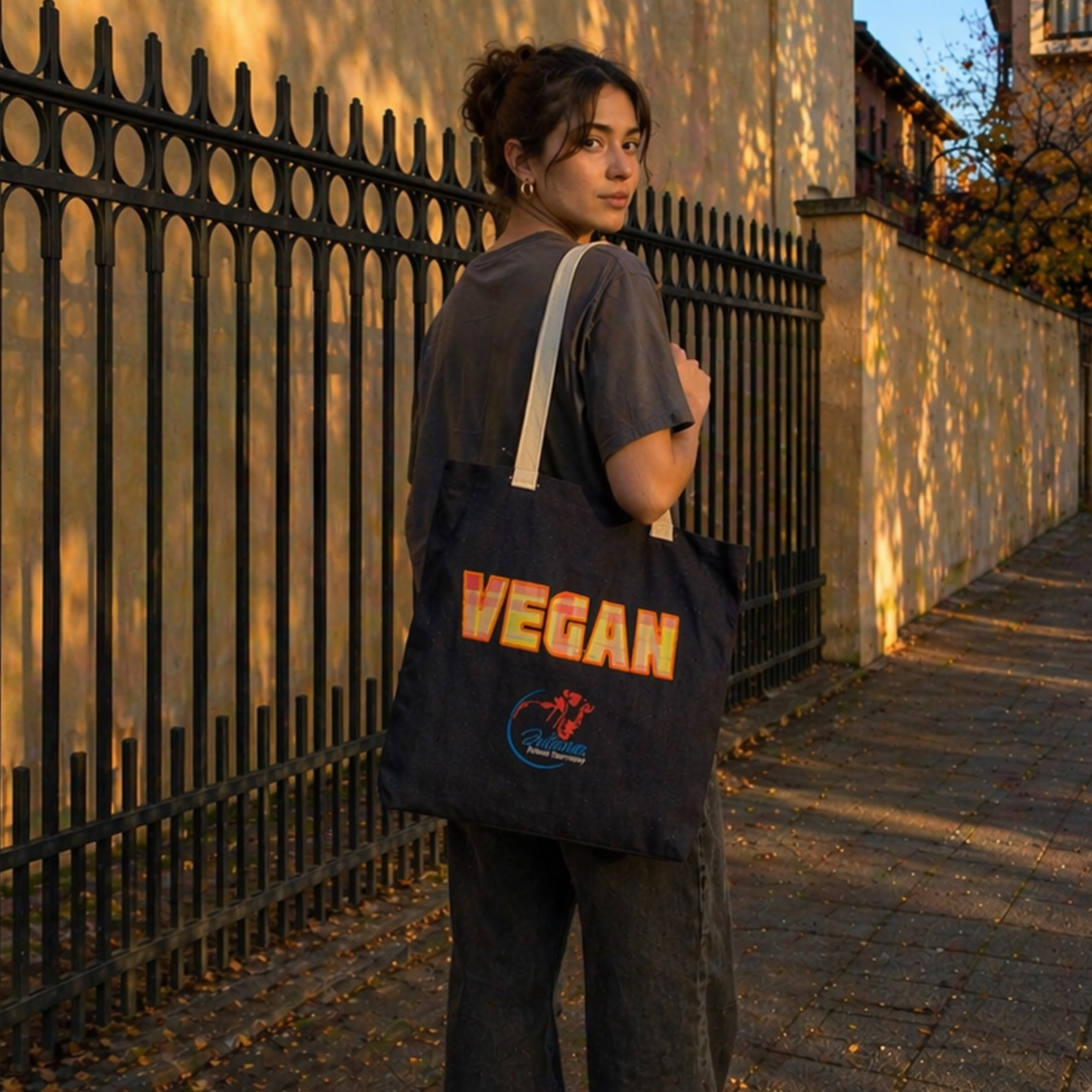 Tote Bag Vegan Denim Naranja