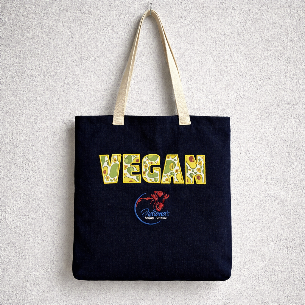 Tote Bag Bordada con Aplique "Vegan" - Verde