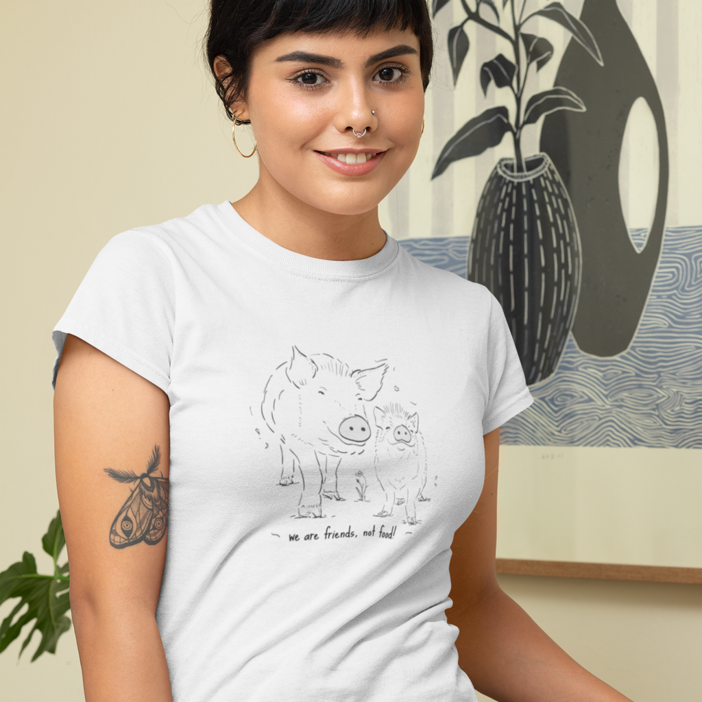 Camiseta Blanca Estamapada We are friends, not food - woman