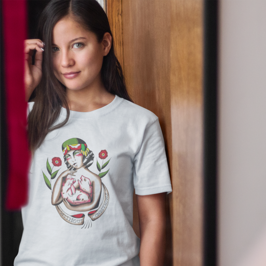 Camiseta Blanca Estampada "Without conditions"