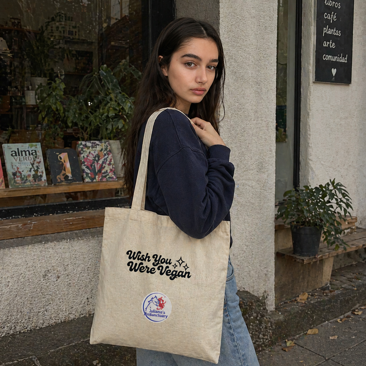 Tote Bag Wish You Were Vegan Crema